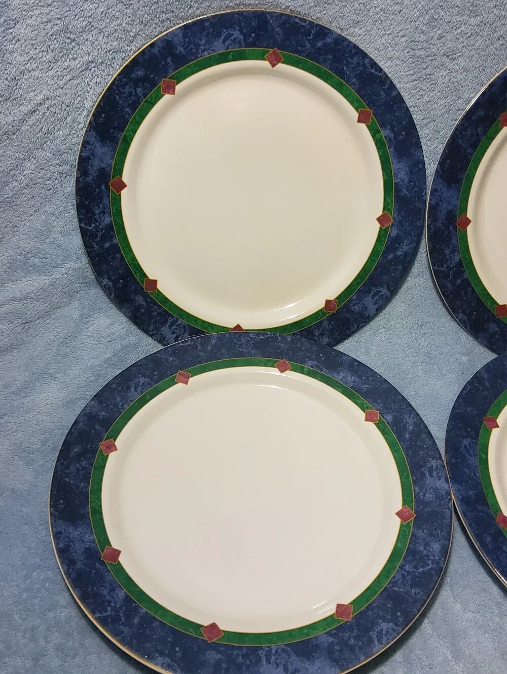 Pfaltzgraff Amalfi Classic Dinner Plate Set Of 4 Navy Green Burgundy 90s Country